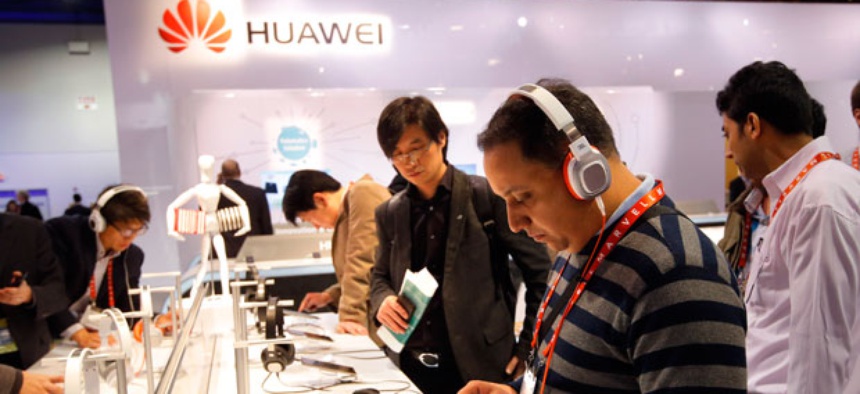 Huawei had a booth at the International Consumer Electronics Show in Las Vegas in January.