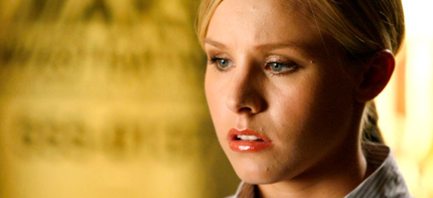 Actress Kristen Bell appears on the set of the television series "Veronica Mars".