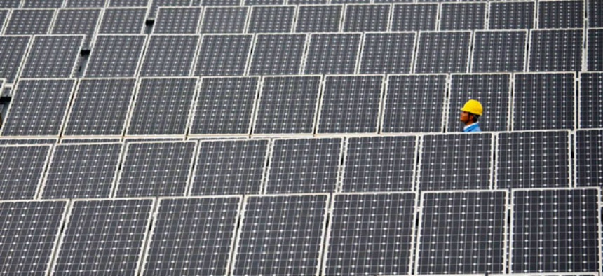 A 20 Mega Watt solar farm in Shilin near Kunming, in southwest China's Yunnan province.