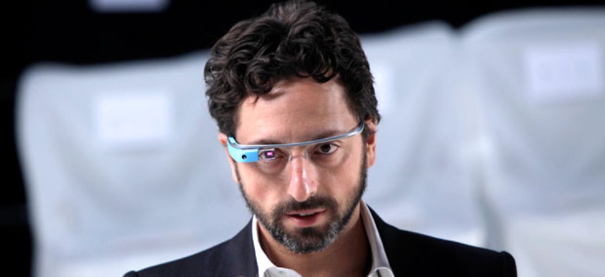 Google co-founder Sergey Brin wears Google Glass
