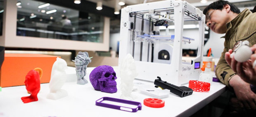 A 3D printer on display at a technology conference in Shanghai.
