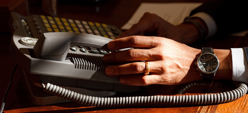 President Barack Obama has a regular phone in the Oval Office.