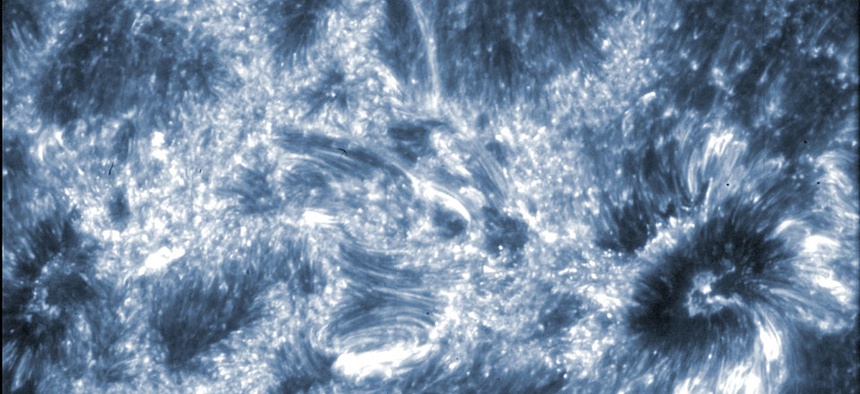 An image of the sun taken by the ISIS telescope