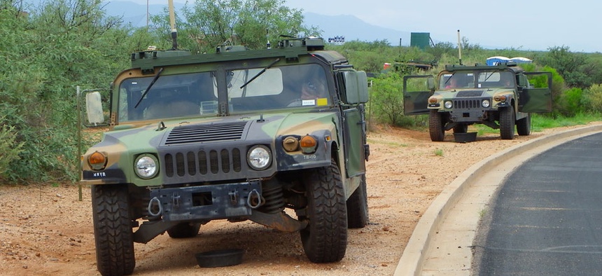 The Army used trucks to test the Mid-tier Networking Vehicular Radio network in July at Fort Huachuca, Ariz.