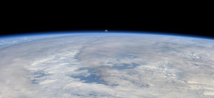 NASA retweeted an astronaut's photo of the setting moon in August.