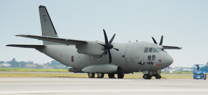 The Alenia C-27J is an Italian cargo aircraft.