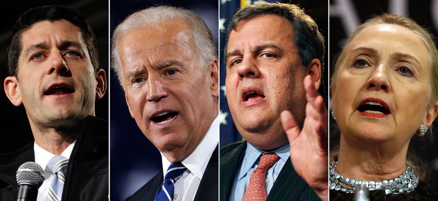 Rep. Paul Ryan, R-Wis., Vice President Joe Biden, New Jersey Gov. Chris Christie, and former Secretary of State Hillary Rodham Clinton.
