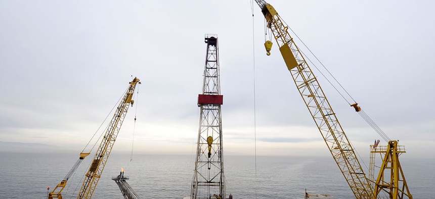 Offshore oil drilling platform 'Gail' operated by Venoco, Inc., is shown off the coast of Santa Barbara, Calif.