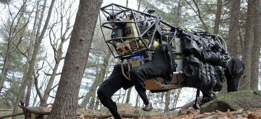 The Defense Advanced Research Projects Agency’s Legged Squad Support System will relieve troops of their 100-pound equipment load.
