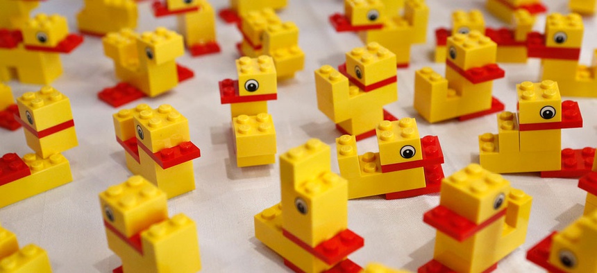 Ducks created with LEGO bricks