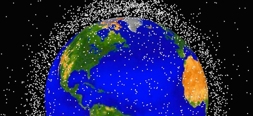 This computer generated graphic provided by NASA shows images of objects in Earth orbit that are currently being tracked.