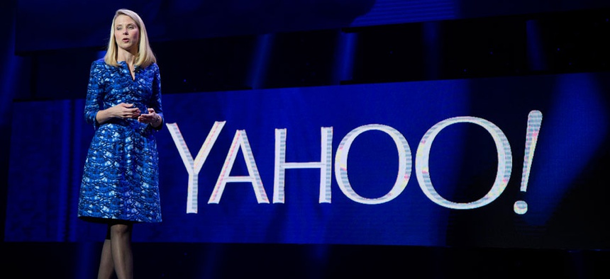 Yahoo president and CEO Marissa Mayer speaks during a keynote address at the International Consumer Electronics Show.