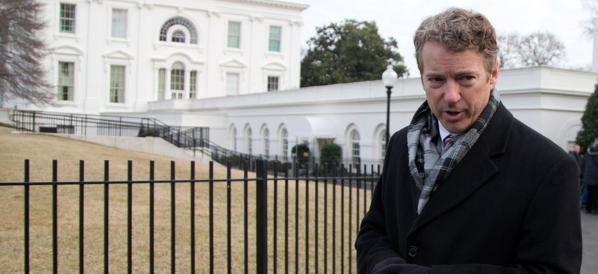 Sen. Rand Paul, R-Ky. stands outside of the White House.