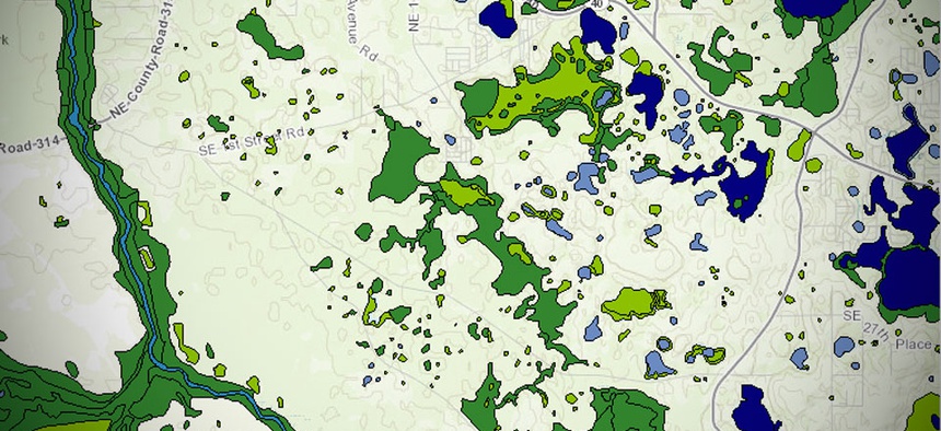 The USA National Wetlands Inventory is one of the interactive maps produced by the Geoplatform.gov tool.