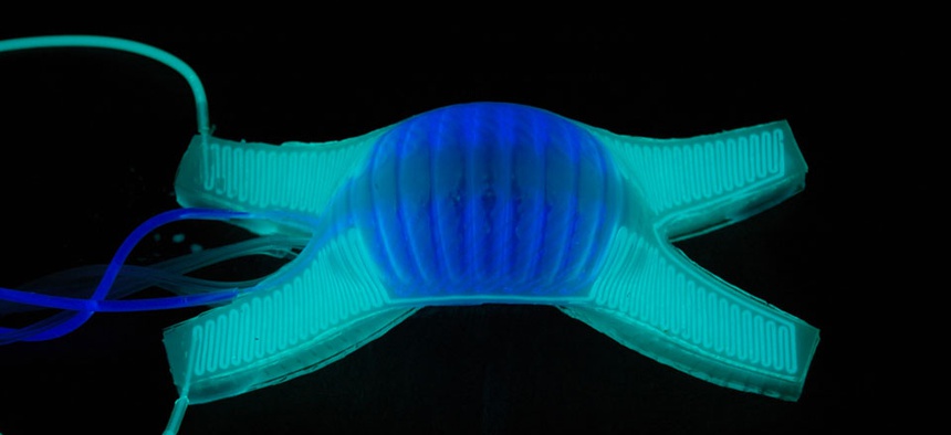 One of DARPA's soft robots, made with silicone