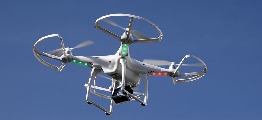 A drone flies at the International Consumer Electronics Show in Las Vegas.