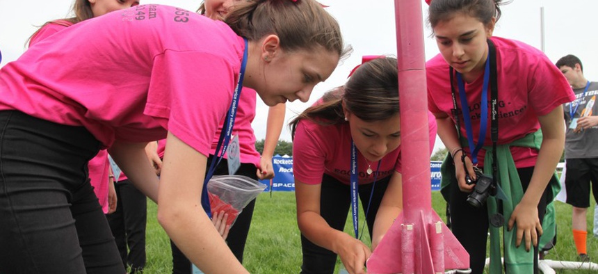 A team of girl scouts from the San Gabriel Valley in California, were one of the few all-girl teams.