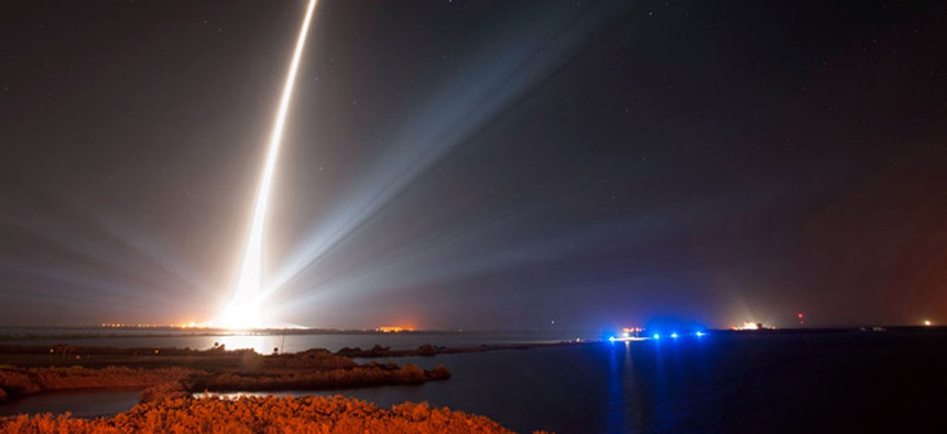 A United Launch Alliance Delta IV rocket successfully launched the Global Positioning System IIF-5 satellite for the U.S. Air Force Feb. 20, 2014, at 8:59 p.m. EST from Space Launch Complex-37 at Cape Canaveral Air Force Station, Fla.