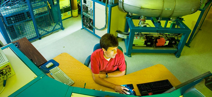 Biological analysis: Ted Ognibene analyzes data at the Lawrence Livermore National Laboratory on his desktop computer.