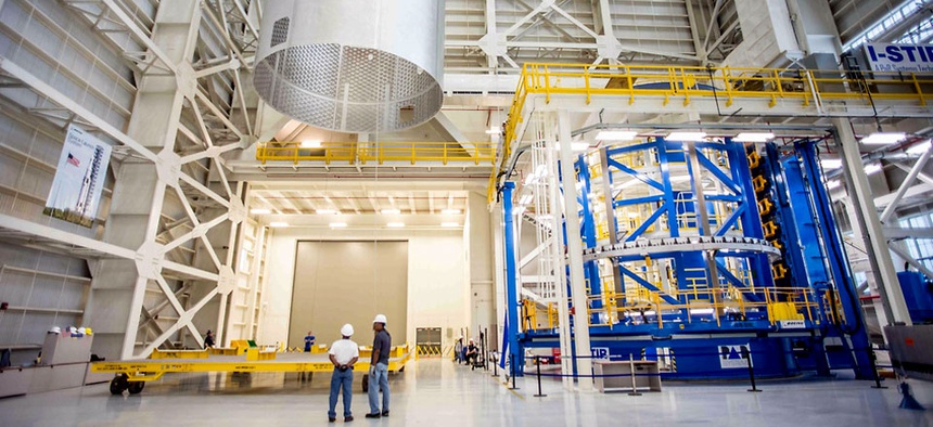 The barrel for the engine section of NASA's new rocket, the Space Launch System.