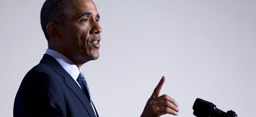 President Barack Obama speaks at the Federal Trade Commission offices at the Constitution Center in Washington, Monday, Jan. 12, 2015.