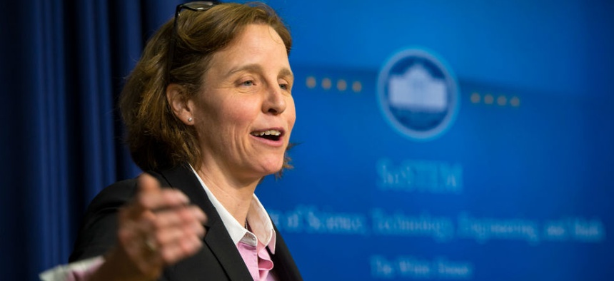 United States Chief Technology Officer Megan Smith speaks during the annual White House State of Science, Technology, Engineering, and Math address on Jan. 21, 2015.