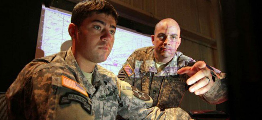 Soldiers utilize DCGS-A, operations center at Aberdeen Proving Ground, Md. during the Tactical Cloud Integration Lab in an effort to expedite cloud computing technologies to the Soldier.