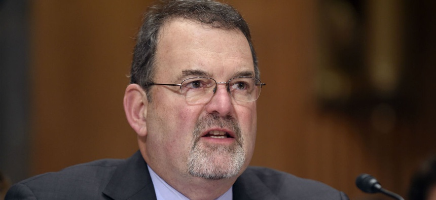 Federal CIO Tony Scott testifies on Capitol Hill in Washington, Thursday, June 25, 2015, before the Senate Homeland Security and Governmental Affairs Committee hearing on federal Cybersecurity and the OPM Data Breach.
