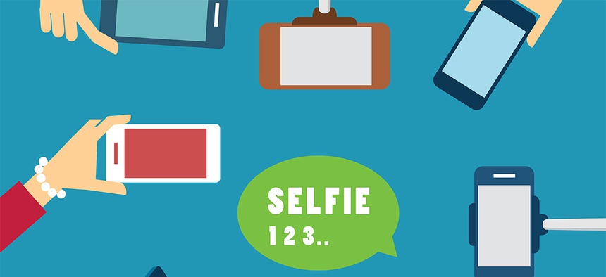 taking a selfie photo flat design