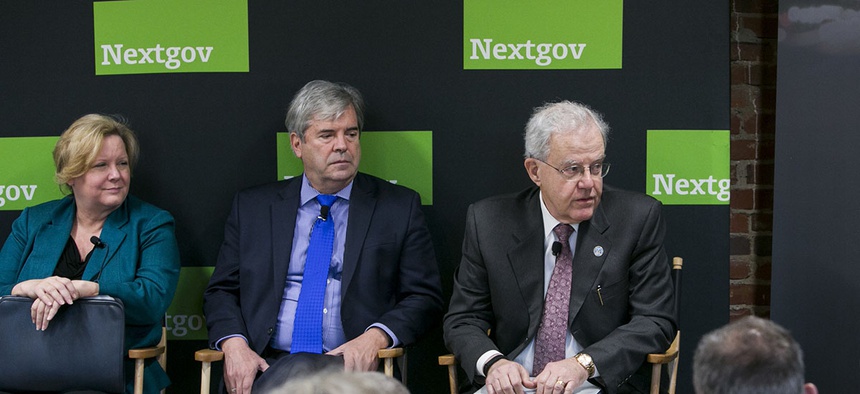 From left: Margie Graves, deputy CIO of the Department of Homeland Security; Richard McKinney, CIO of the Transportation Department; and Paul Tibbits, deputy CIO for architecture, strategy and design at the Department of Veterans Affairs
