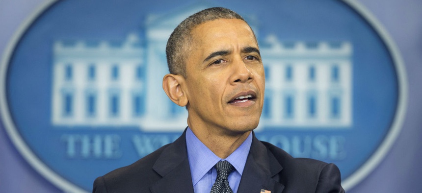 President Barack Obama speaks during a news conference in the White House Brady Press Briefing Room in Washington, Friday, Dec. 18, 2015.