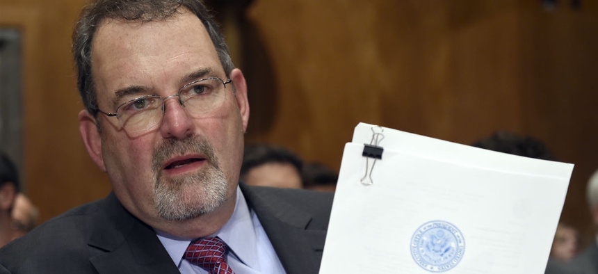Federal Chief Information Officer Tony Scott testifies before the Senate Homeland Security and Governmental Affairs Committee on Capitol Hill in Washington, Thursday, June 25, 2015, during a hearing on Federal Cybersecurity and the OPM Data Breach.