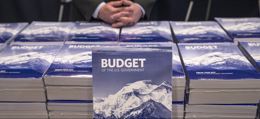 Copies of President Barack Obama’s fiscal 2017 federal budget are displayed by the Senate Budget Committee, Tuesday, Feb. 9, 2016.