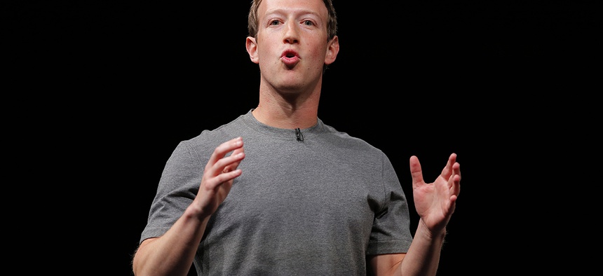 Facebook CEO Mark Zuckerberg speaks during the Samsung Galaxy Unpacked 2016 event on the eve of this week’s Mobile World Congress wireless show, in Barcelona, Spain.