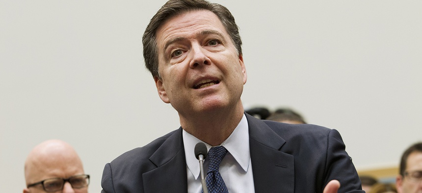 FBI Director James Comey testifies on Capitol Hill in Washington.