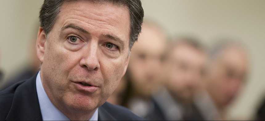 FBI Director James Comey testifies on Capitol Hill.