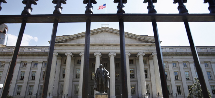 The Treasury Department building in Washington, DC.