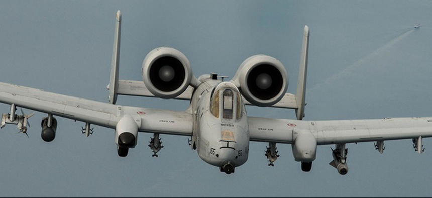 An A-10 Thunderbolt II flies over the Baltic Sea on Sept. 4, 2015.