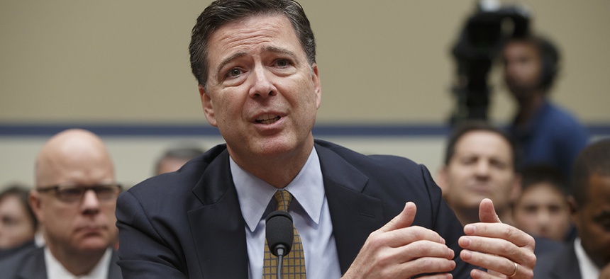 FBI Director James Comey testifies on Capitol Hill in Washington.