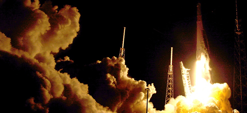The Falcon 9 SpaceX rocket lifts off from launch complex 40 at the Cape Canaveral Air Force Station in Cape Canaveral, Fla., Monday, July 18.