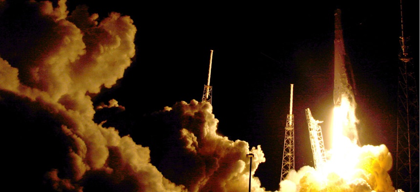 The Falcon 9 SpaceX rocket lifts off from launch complex 40 at the Cape Canaveral Air Force Station in Cape Canaveral, Fla., Monday, July 18, 2016.