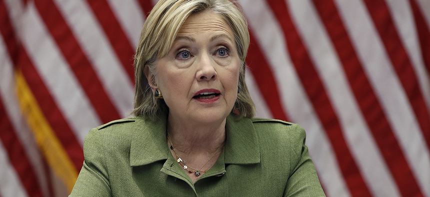 Democratic presidential candidate Hillary Clinton meets with law enforcement leaders in New York.