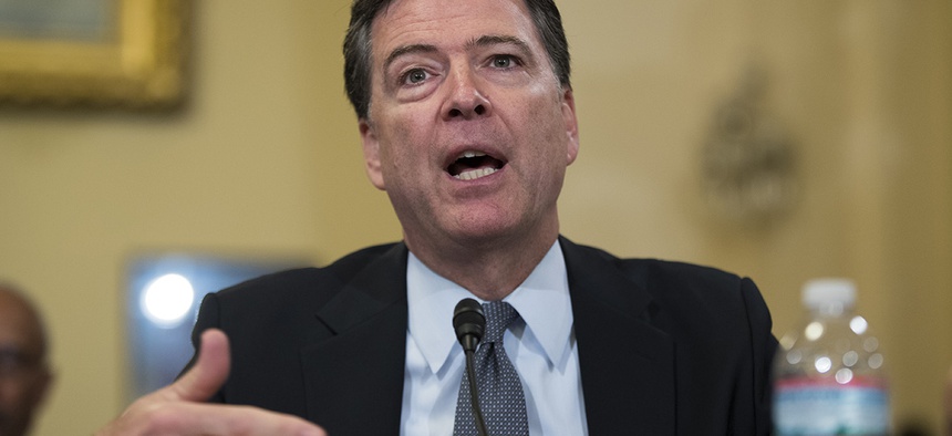 FBI Director James Comey testifies on Capitol Hill in Washington.
