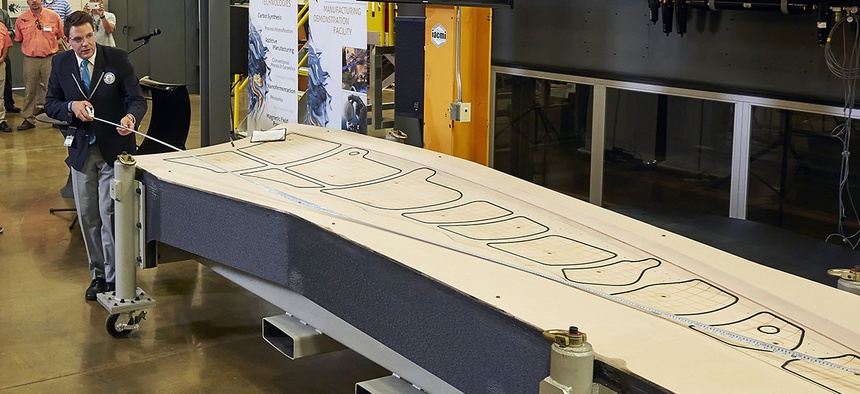 Official measurement of the 3D printed trim tool co-developed by Oak Ridge National Laboratory and The Boeing Company.