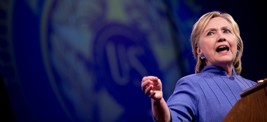 Democratic presidential candidate Hillary Clinton