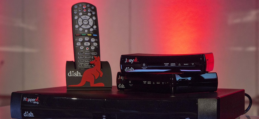 The DISH Network's Hopper with Sling is displayed before a news conference during press day at the Consumer Electronics Show, Monday, Jan. 7, 2013, in Las Vegas.
