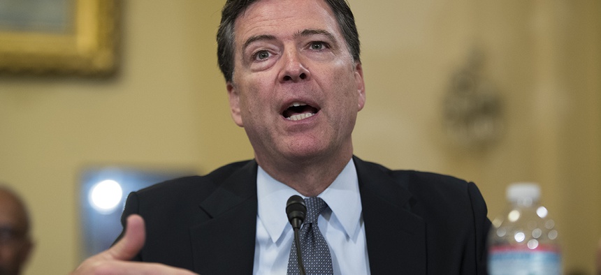 FBI Director James Comey testifies on Capitol Hill in Washington.