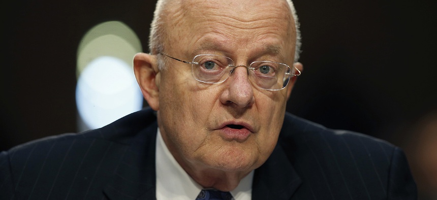 Director of the National Intelligence James Clapper speaks on Capitol Hill in Washington.