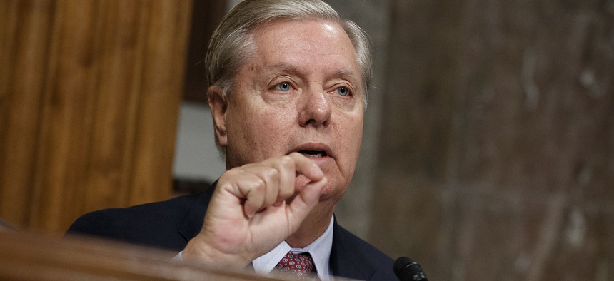 Senate Armed Services Committee member Sen. Lindsey Graham, R-S.C. speaks on Capitol Hill in Washington.