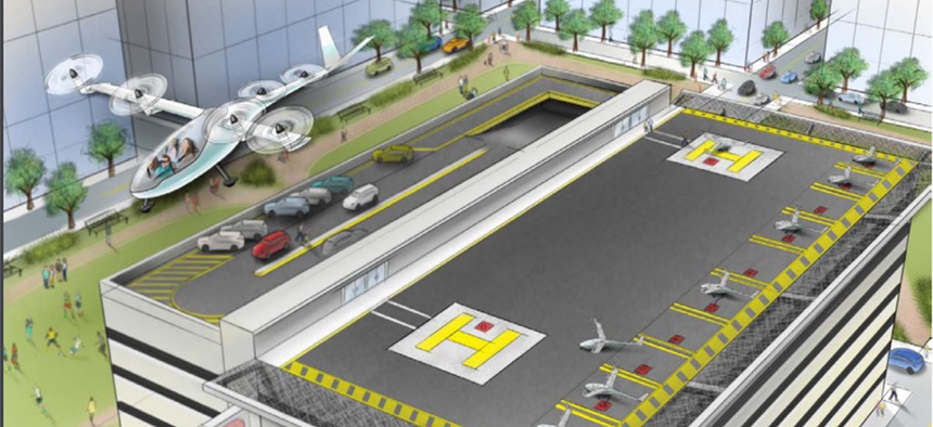 A concept drawing for Uber Elevate.